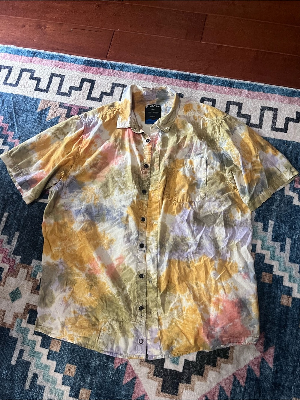 Kavu Mens Tie-Dye Button Down Shirt